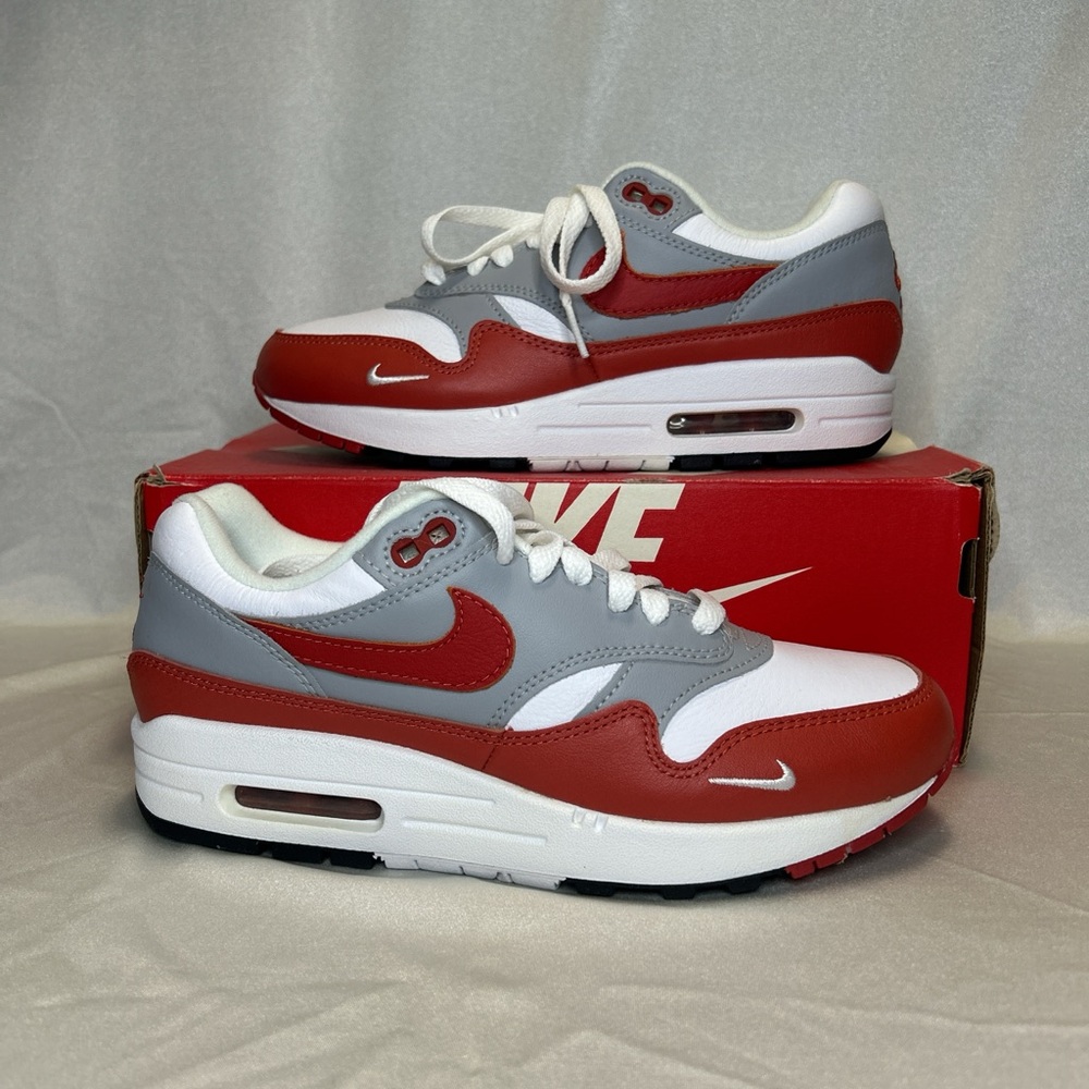 Nike Men's Air Max 1 Sneakers - Red, Gray, White